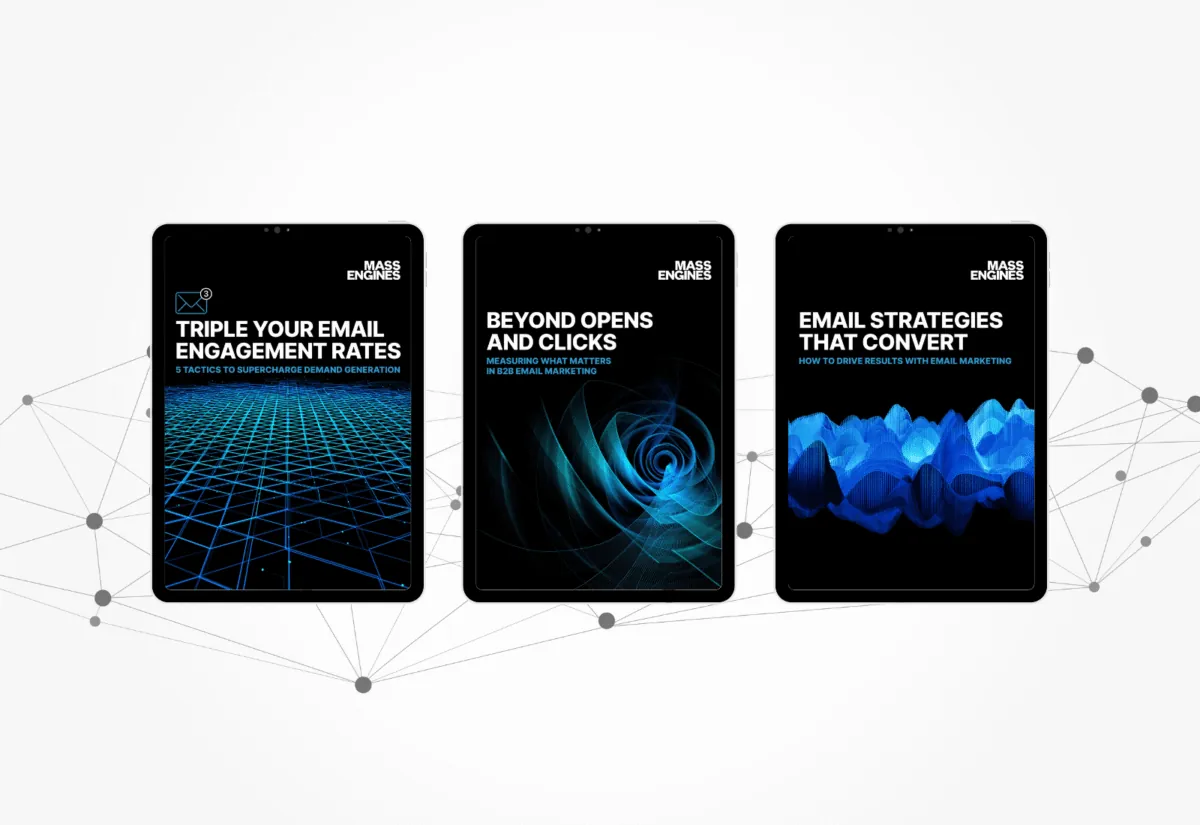 Covers of three B2B email marketing whitepapers