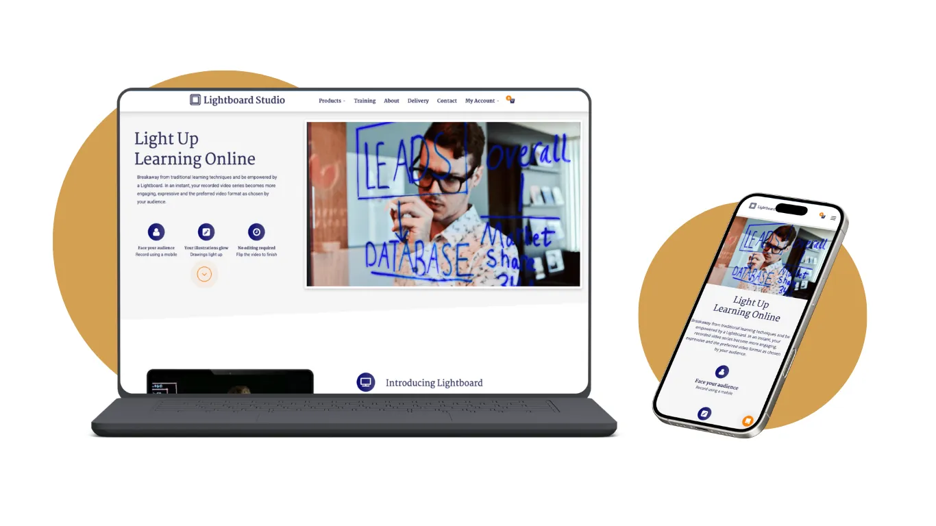 Lightboard Studio e-commerce homepage